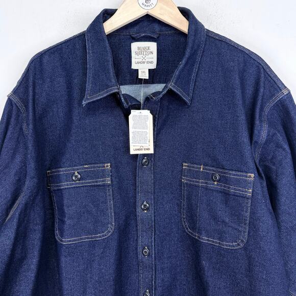 Blake Shelton Lands End Mens Denim Button Up Shirt 3XL Shacket Western Heritage - Picture 3 of 10